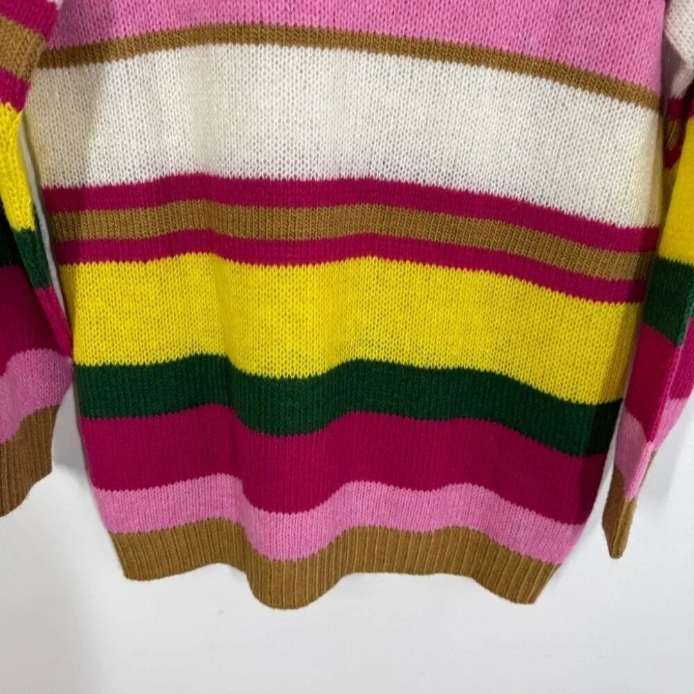 Eighty2 by Figaro Multicolor Rainbow Striped Wool Blend Cowl Neck Sweater Size S